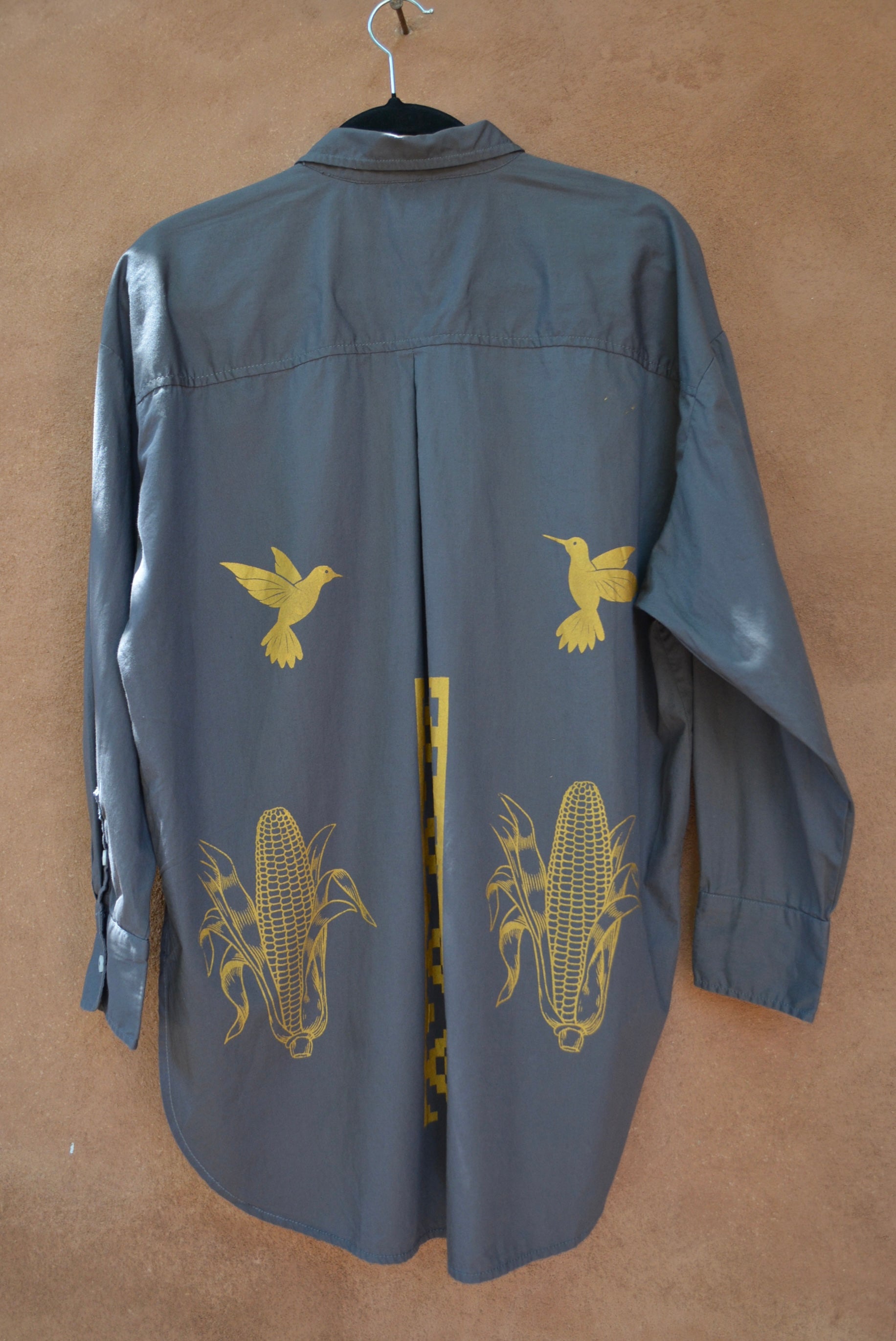 Screenprinted Collared Shirt ~ upcycled