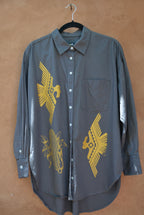 Screenprinted Collared Shirt ~ upcycled