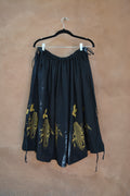 Black Drawstring Linen Skirt • Corn & hummingbirds