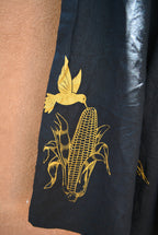 Black Drawstring Linen Skirt • Corn & hummingbirds