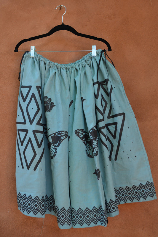 Light Blue Drawstring Linen Skirt • Corn, snakes & butterflies