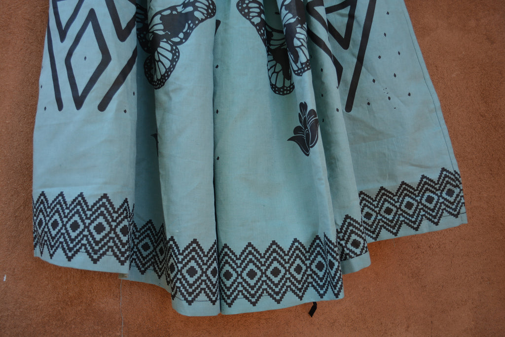 Light Blue Drawstring Linen Skirt • Corn, snakes & butterflies