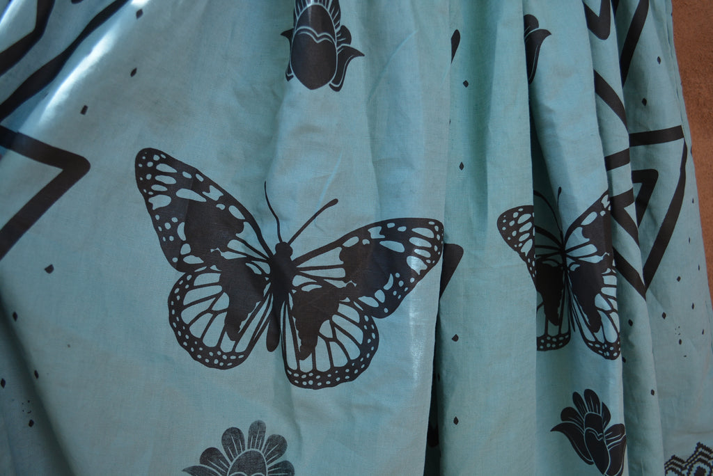 Light Blue Drawstring Linen Skirt • Corn, snakes & butterflies