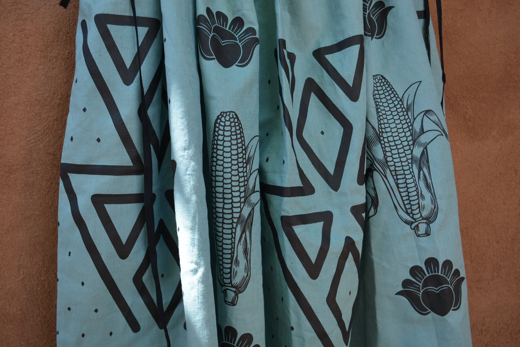 Light Blue Drawstring Linen Skirt • Corn, snakes & butterflies