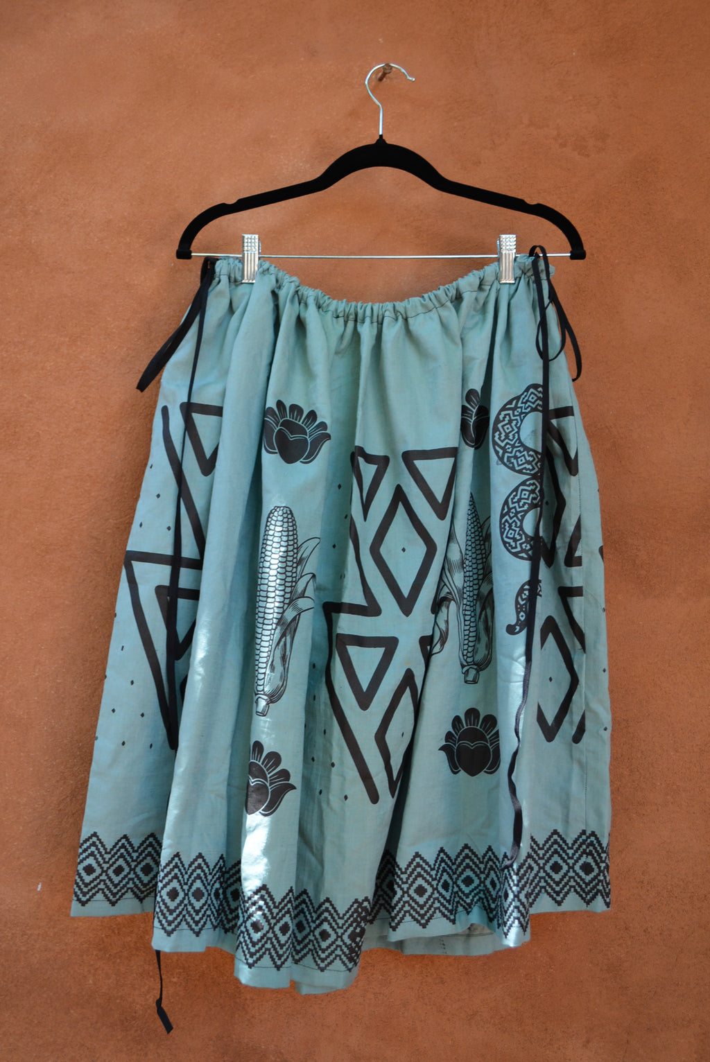Light Blue Drawstring Linen Skirt • Corn, snakes & butterflies