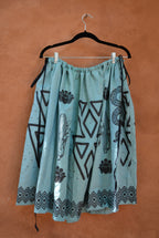 Light Blue Drawstring Linen Skirt • Corn, snakes & butterflies