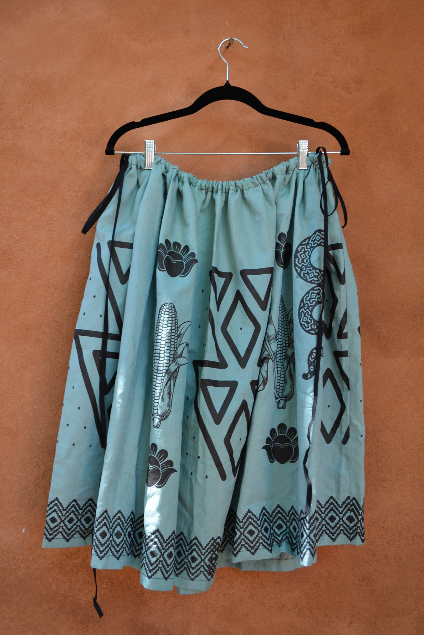 Light Blue Drawstring Linen Skirt • Corn, snakes & butterflies
