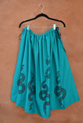 Turquosie Drawstring Linen Skirt ~ black snakes