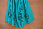 Turquosie Drawstring Linen Skirt ~ black snakes