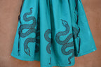 Turquosie Drawstring Linen Skirt ~ black snakes