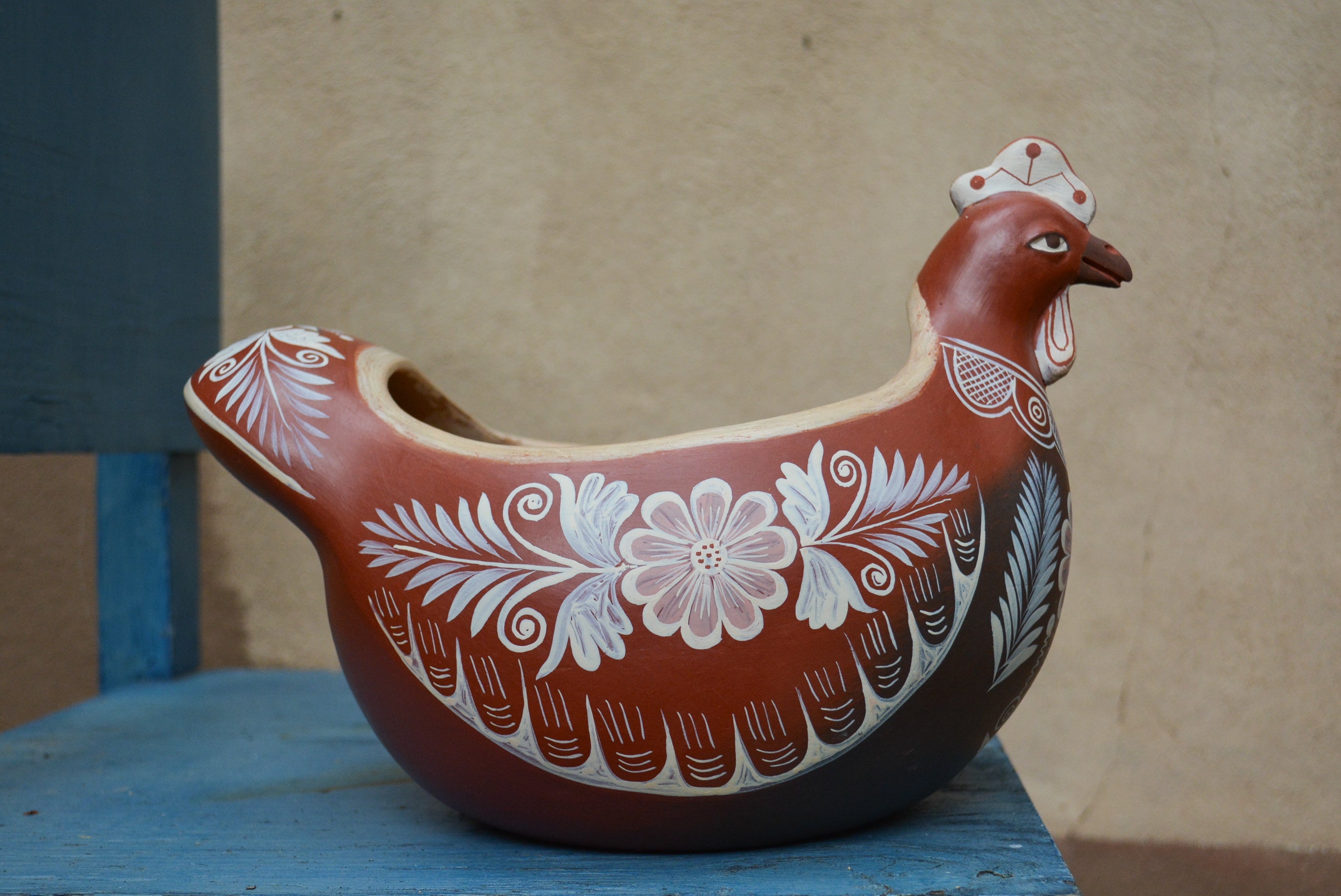 Hen bowl • Large • eggs holder Red and Sand
