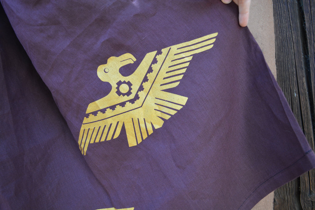 Burgundy Drawstring Linen Skirt ~ Gold condor & Ama