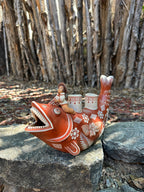 Piranha with boy - candle holder