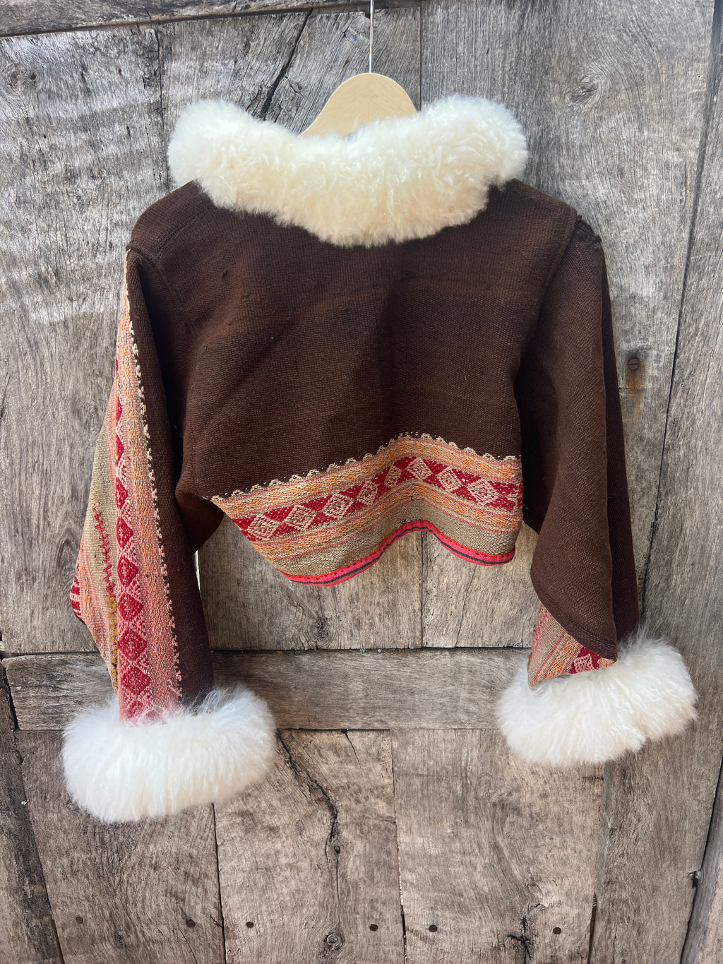 Alpaca fur jacket - Upcycled Bomber Cropped Jacket - Alpaca wool