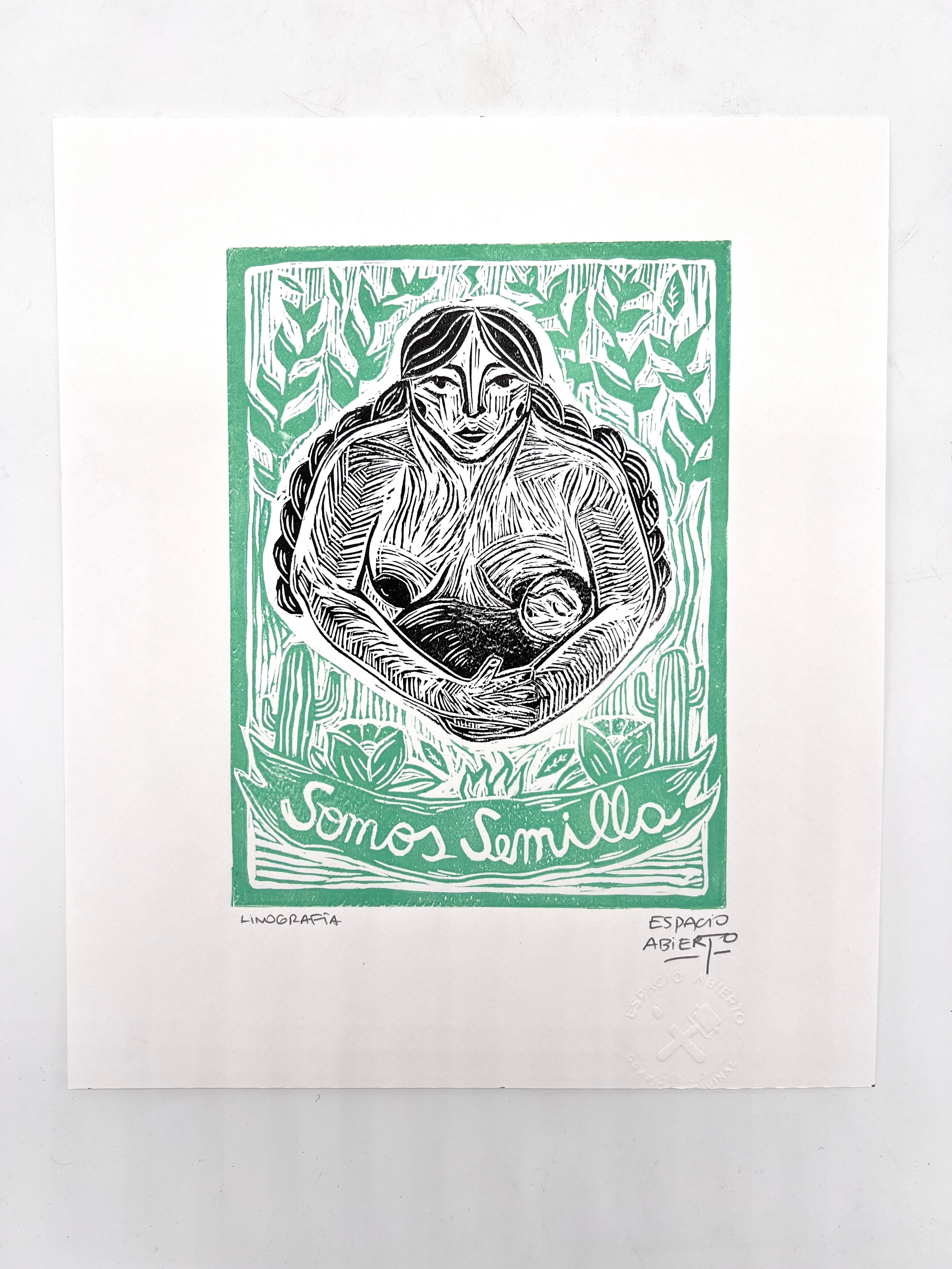 Somos Semilla - Linocut 9”x11”