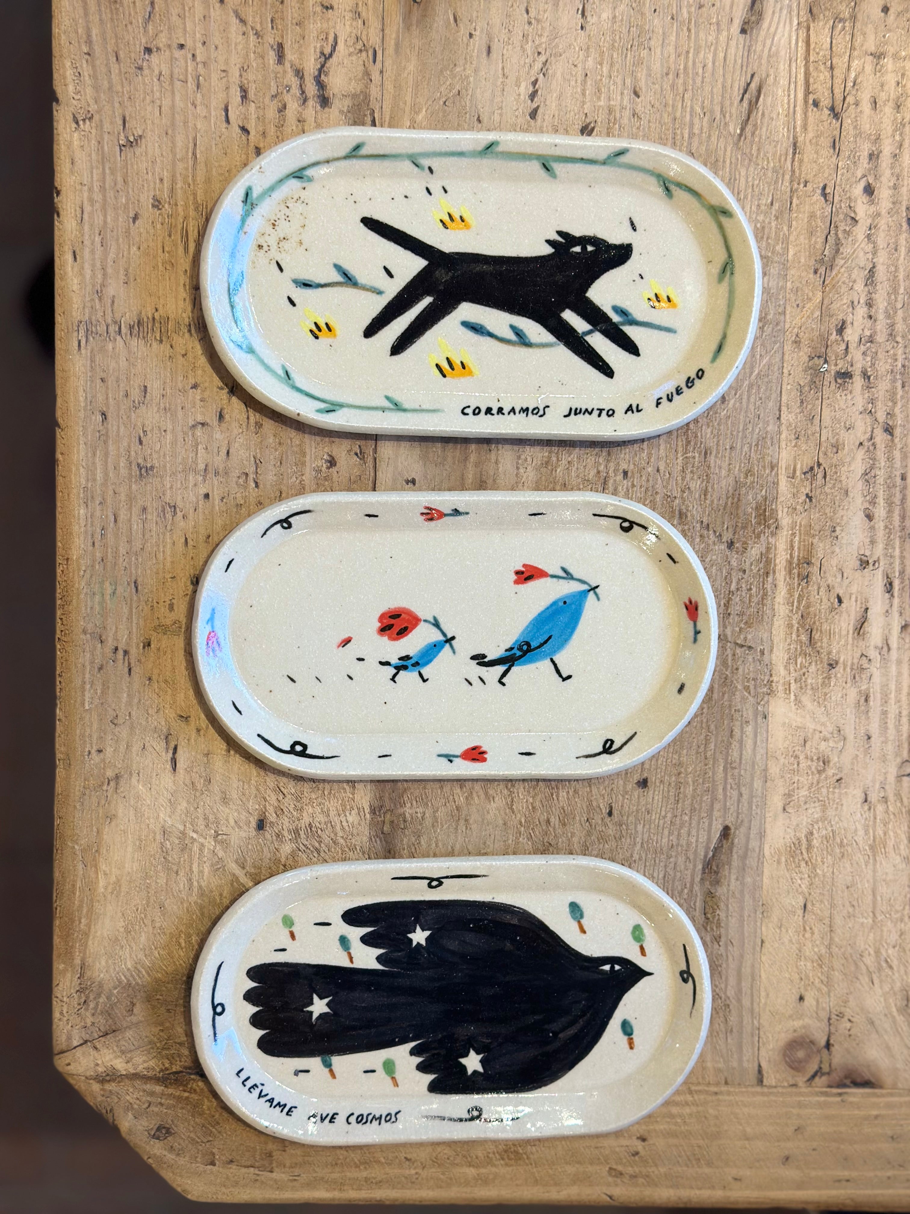 Oblong Tray with Illustrations- Ceramic Dish