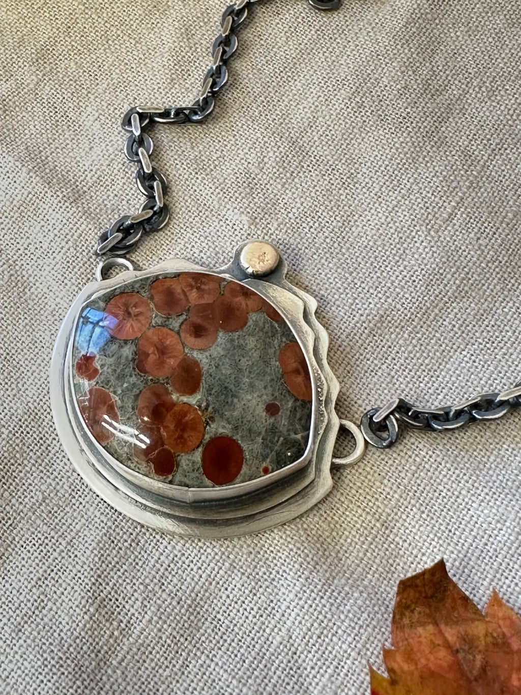 Peanut Obsidian and Sterling Silver Necklace