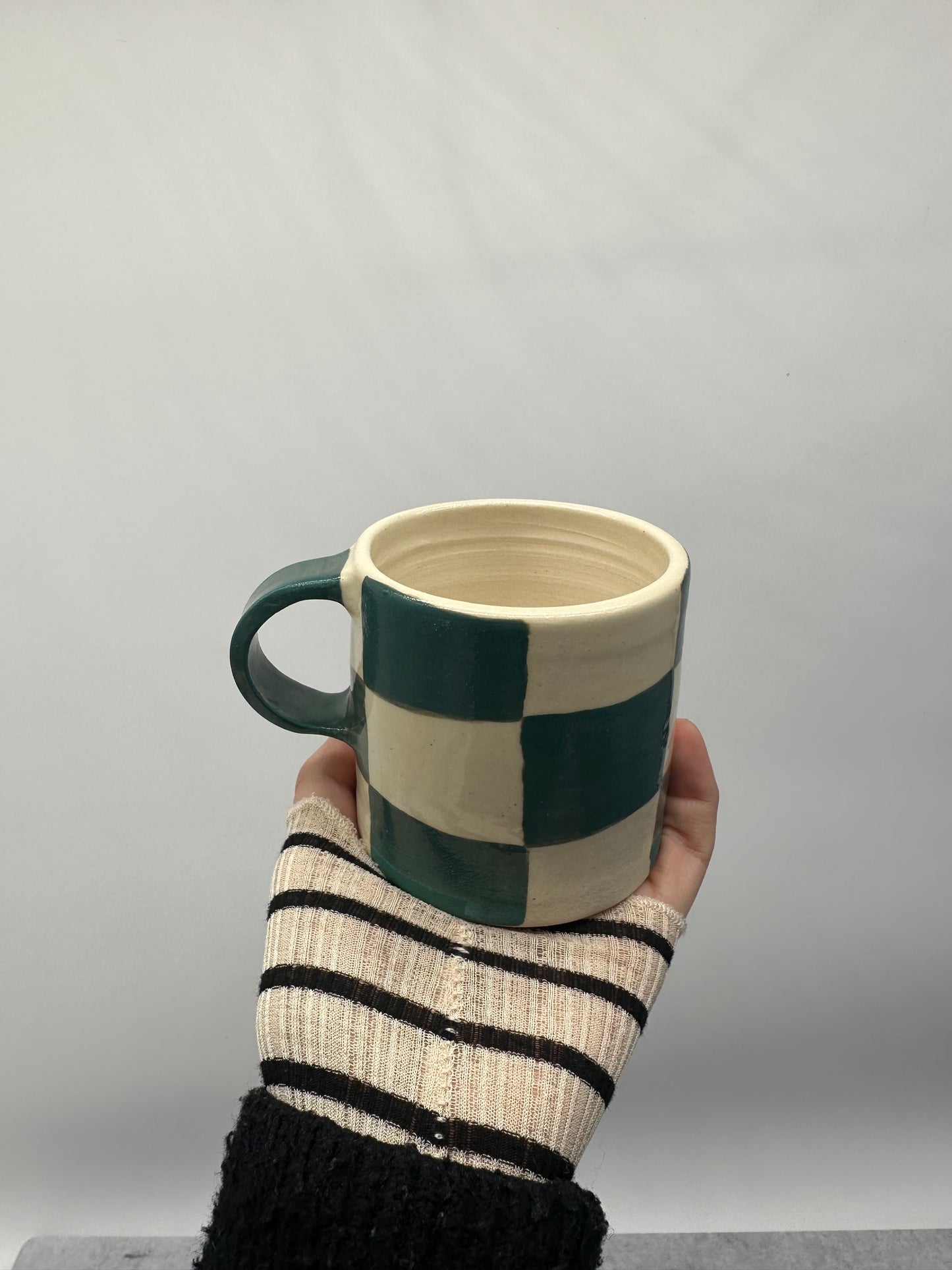 Mug ~ Green Checkered ~ porcelainv