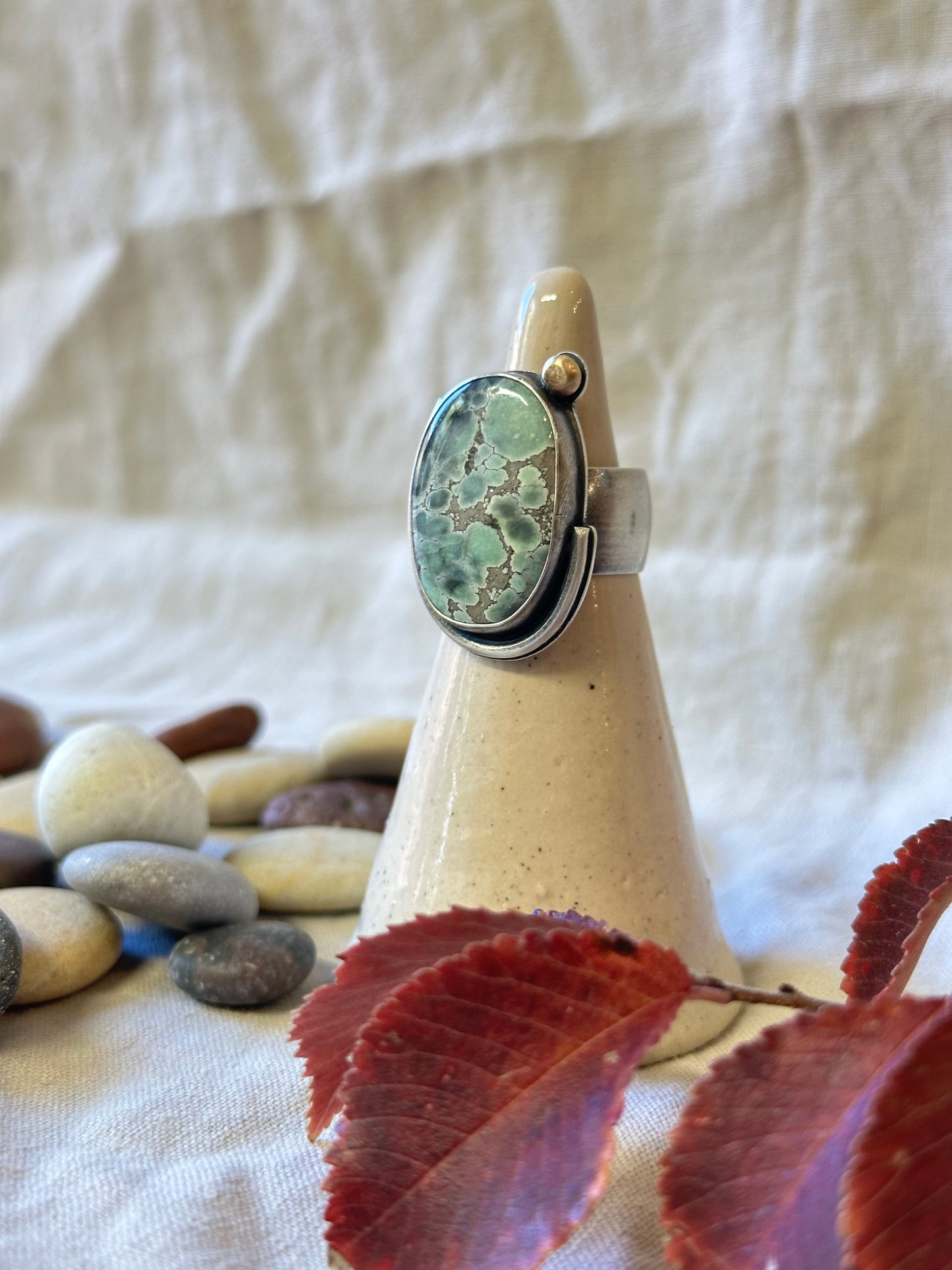 Fox Variscite and Sterling Silver Ring ~ Fits size 7.75