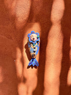Blue & sand Wawa with fish tail ~ Small ~ art wall sculpture