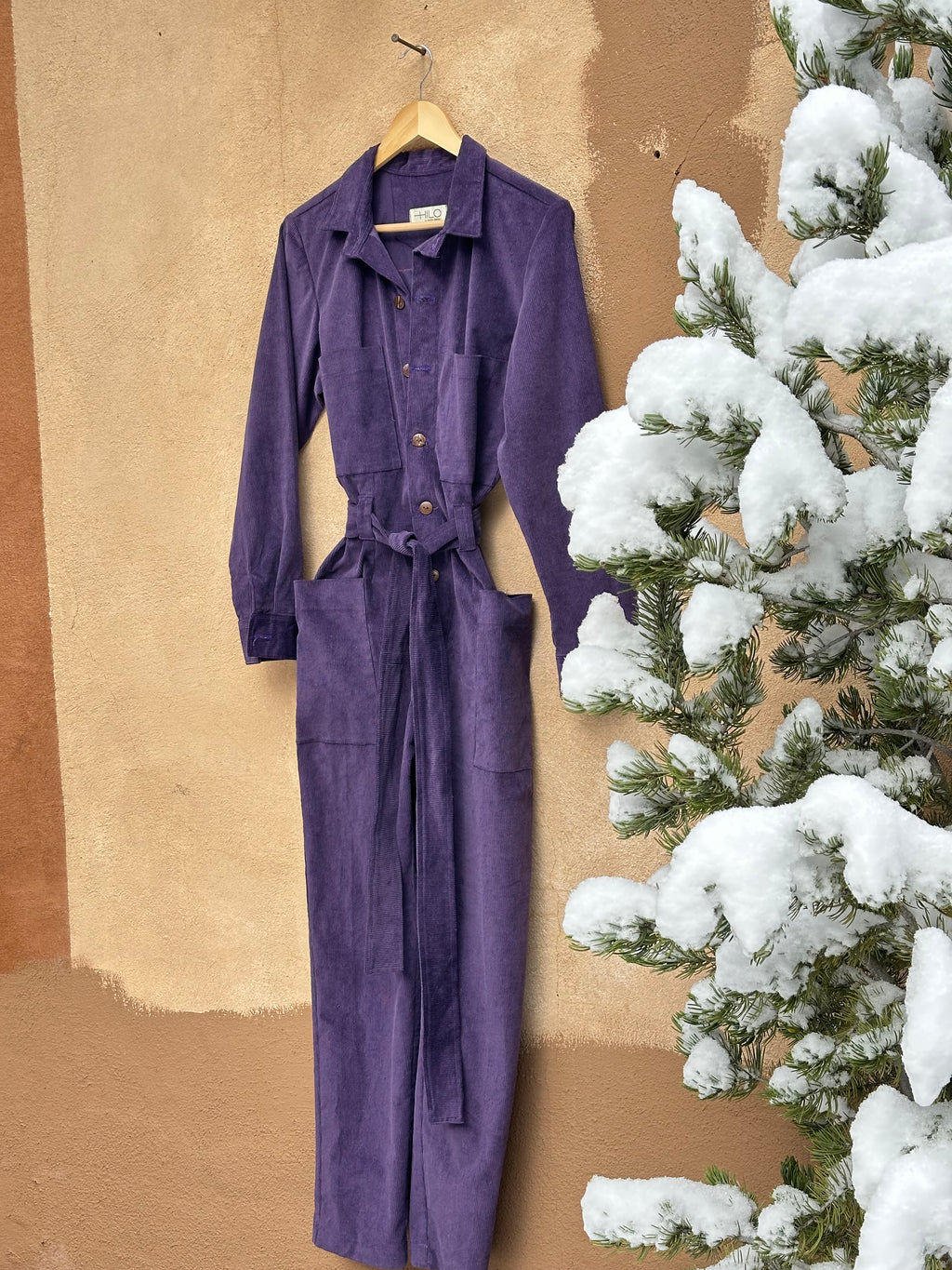 Jumpsuit - Purple Corduroy - long sleeves