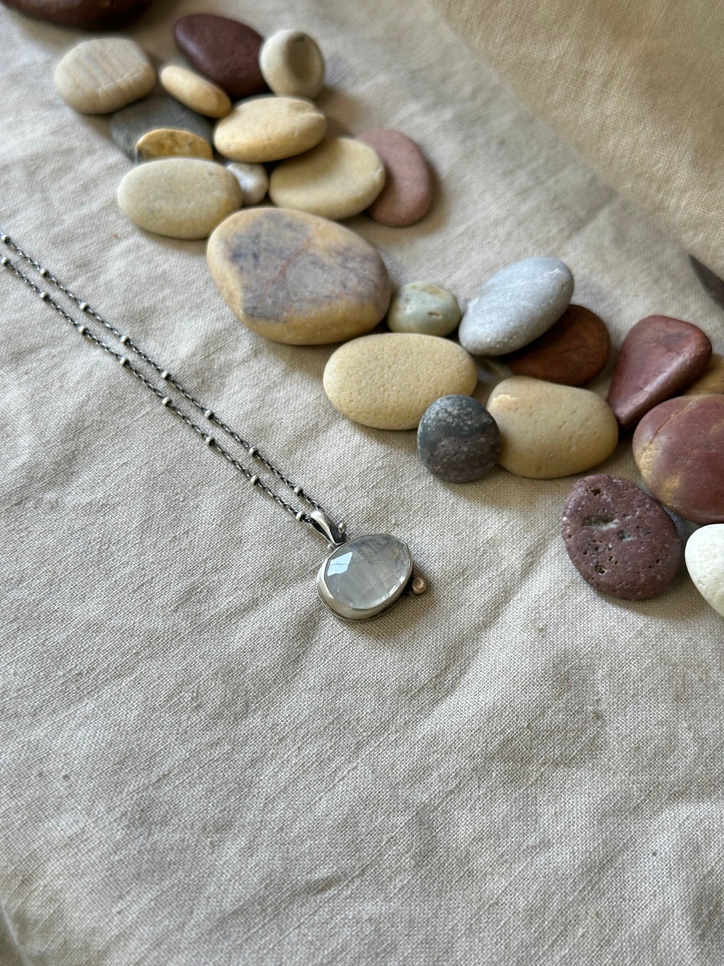 Rainbow Moonstone & Sterling Silver ~ Necklace