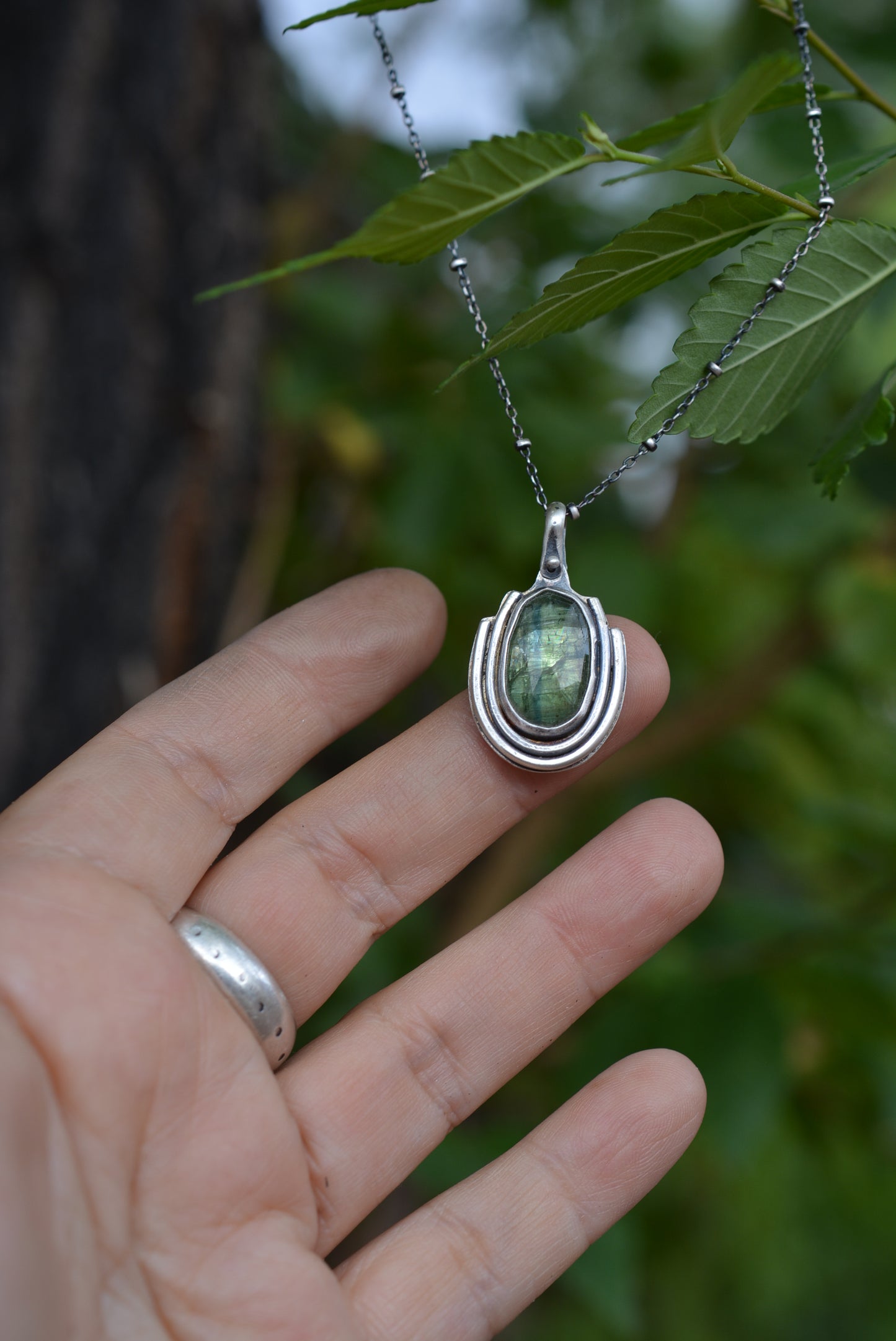 Green Kyanite & Sterling Silver ~ Necklace