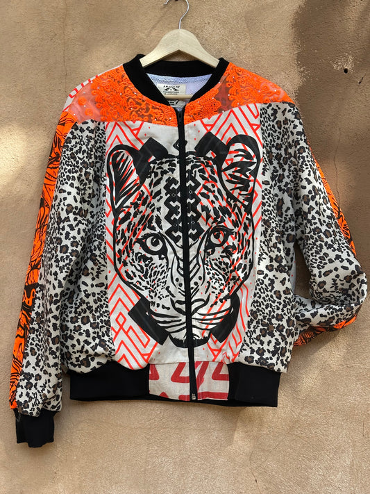 Upcycled Jacket ~ Screen Printed ~ Large