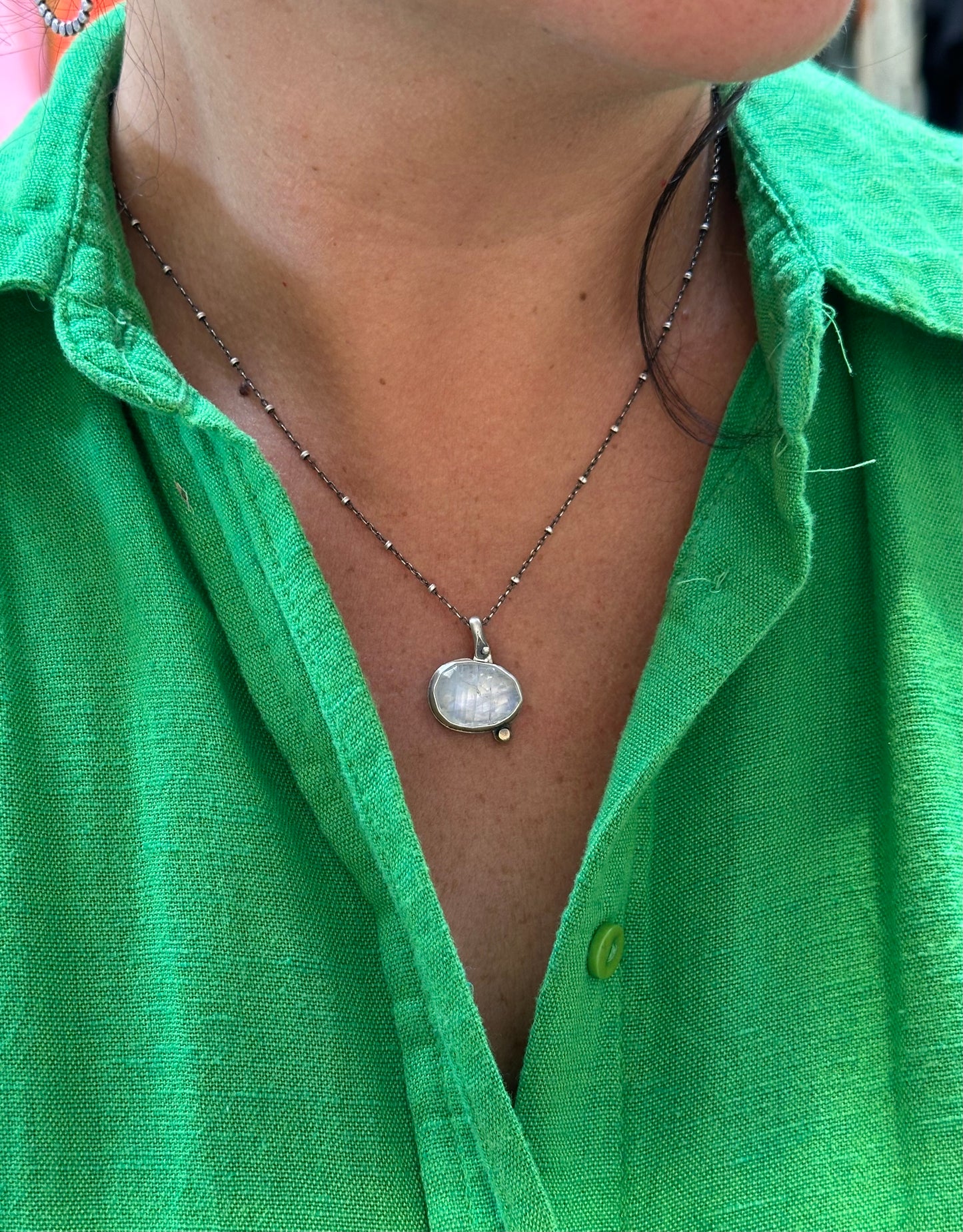 Rainbow Moonstone & Sterling Silver ~ Necklace