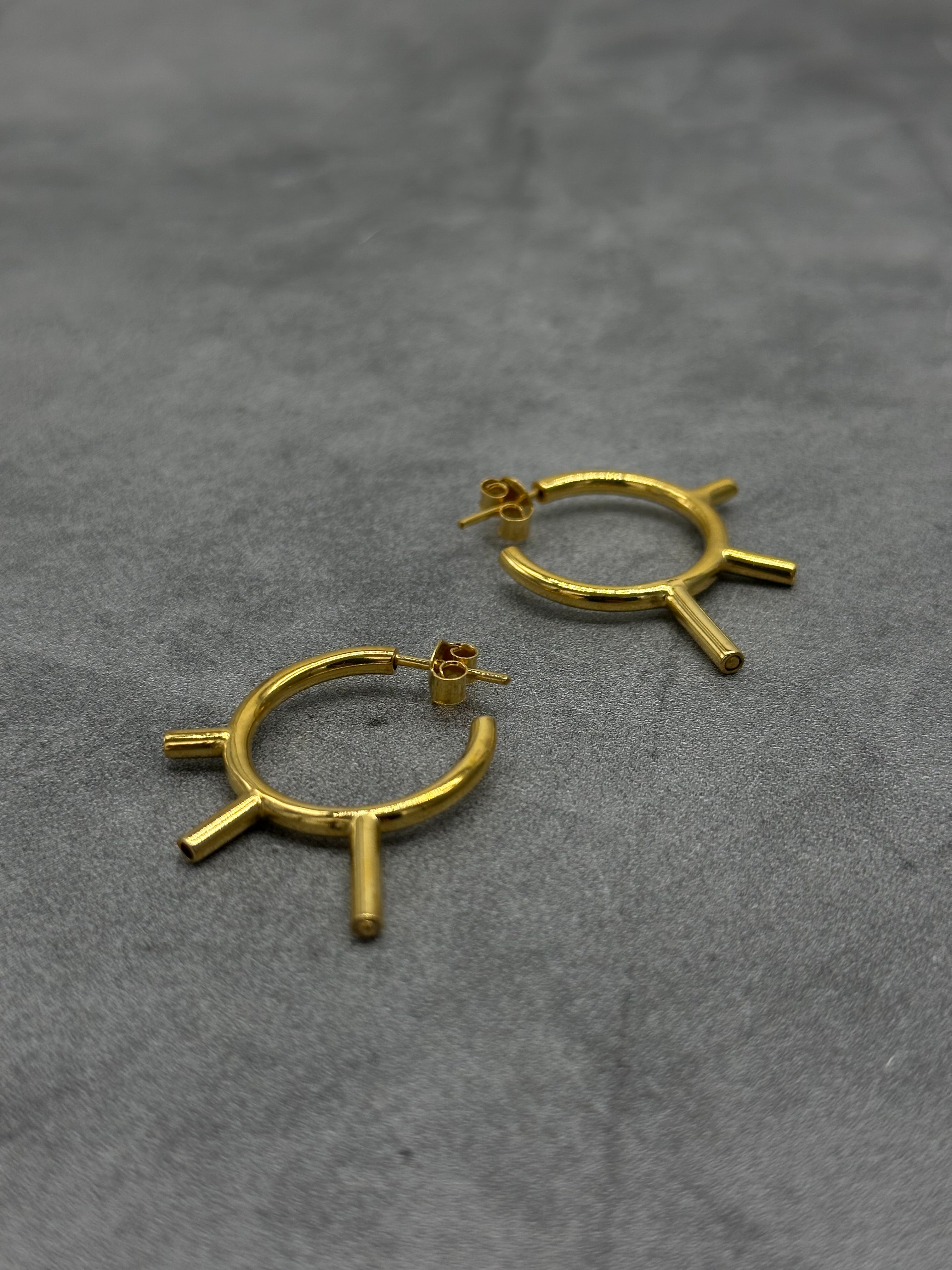 Hoops 3 Peaks ~ 18k Gold Vermeil