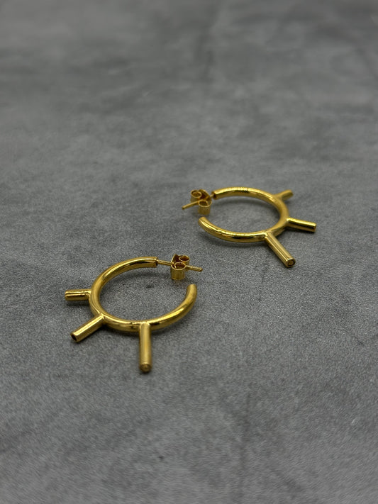 Hoops 3 Peaks ~ 18k Gold Vermeil