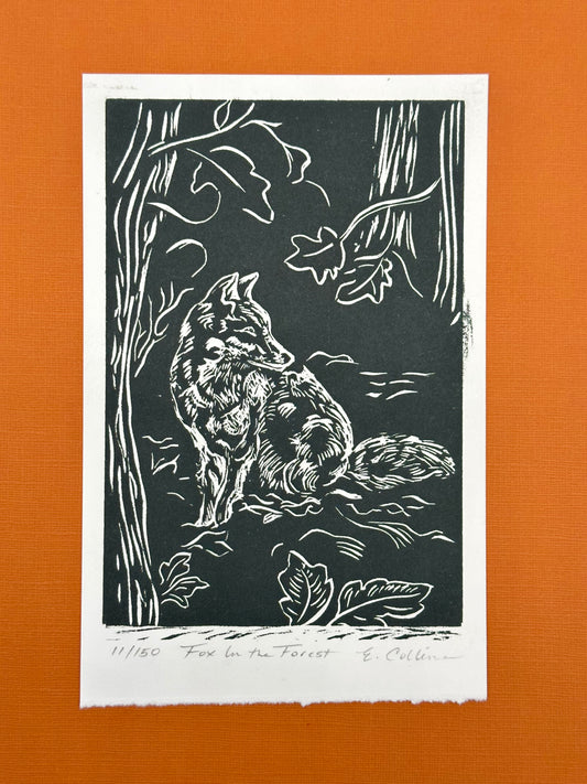 Woodcut Print “Fox in the Forest”