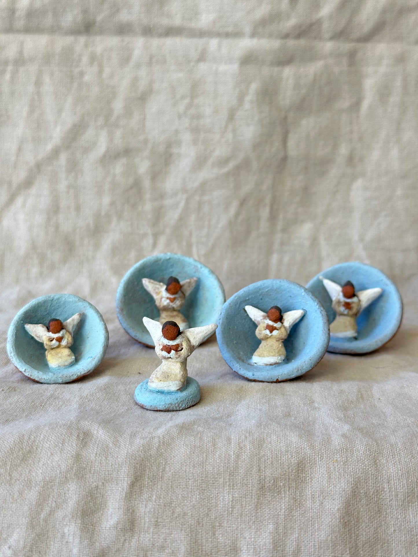 Angel in Shell - miniature clay sculpture