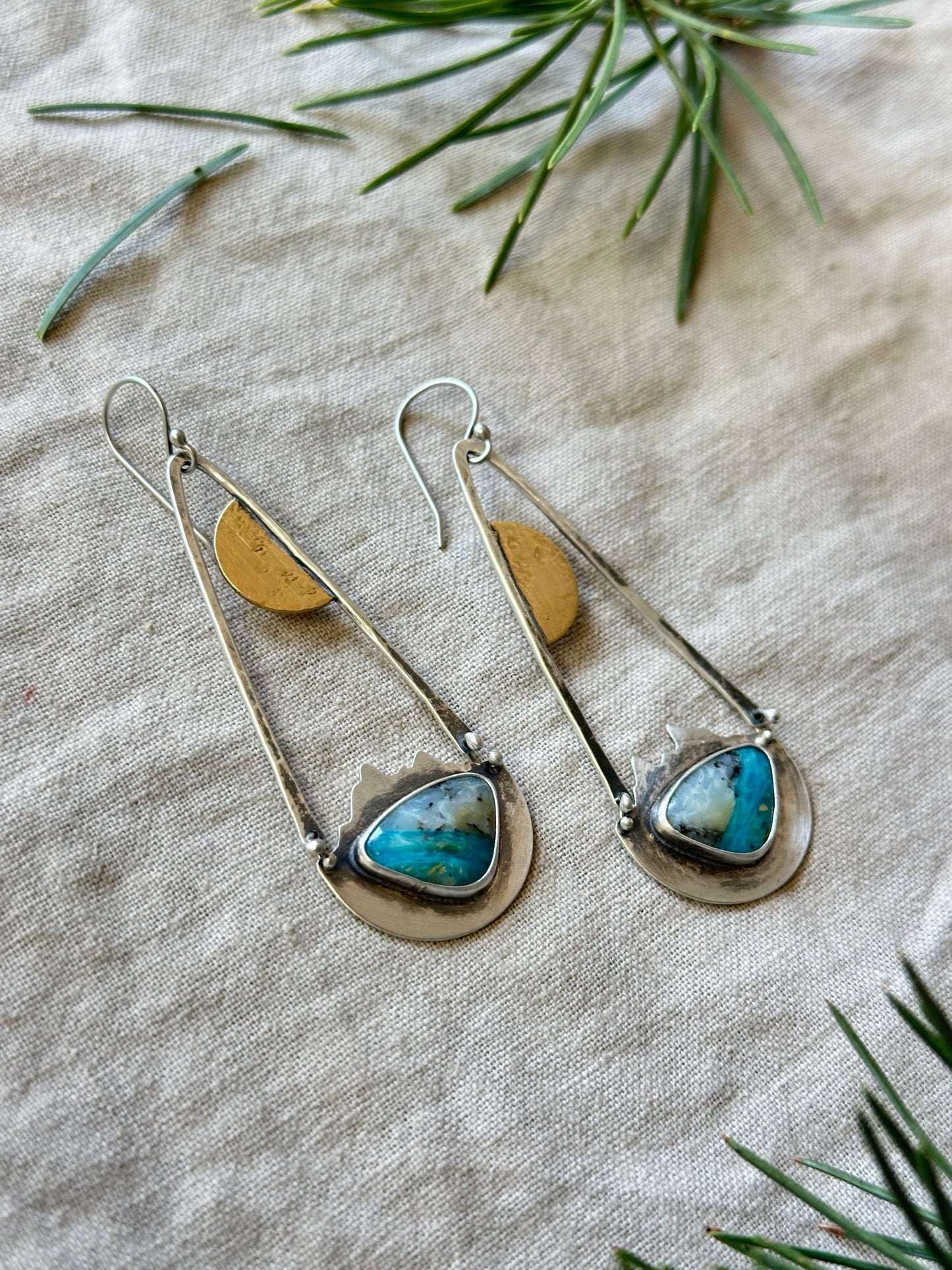 Peruvian Opal Mountains dangle earrings - Sterling Silver