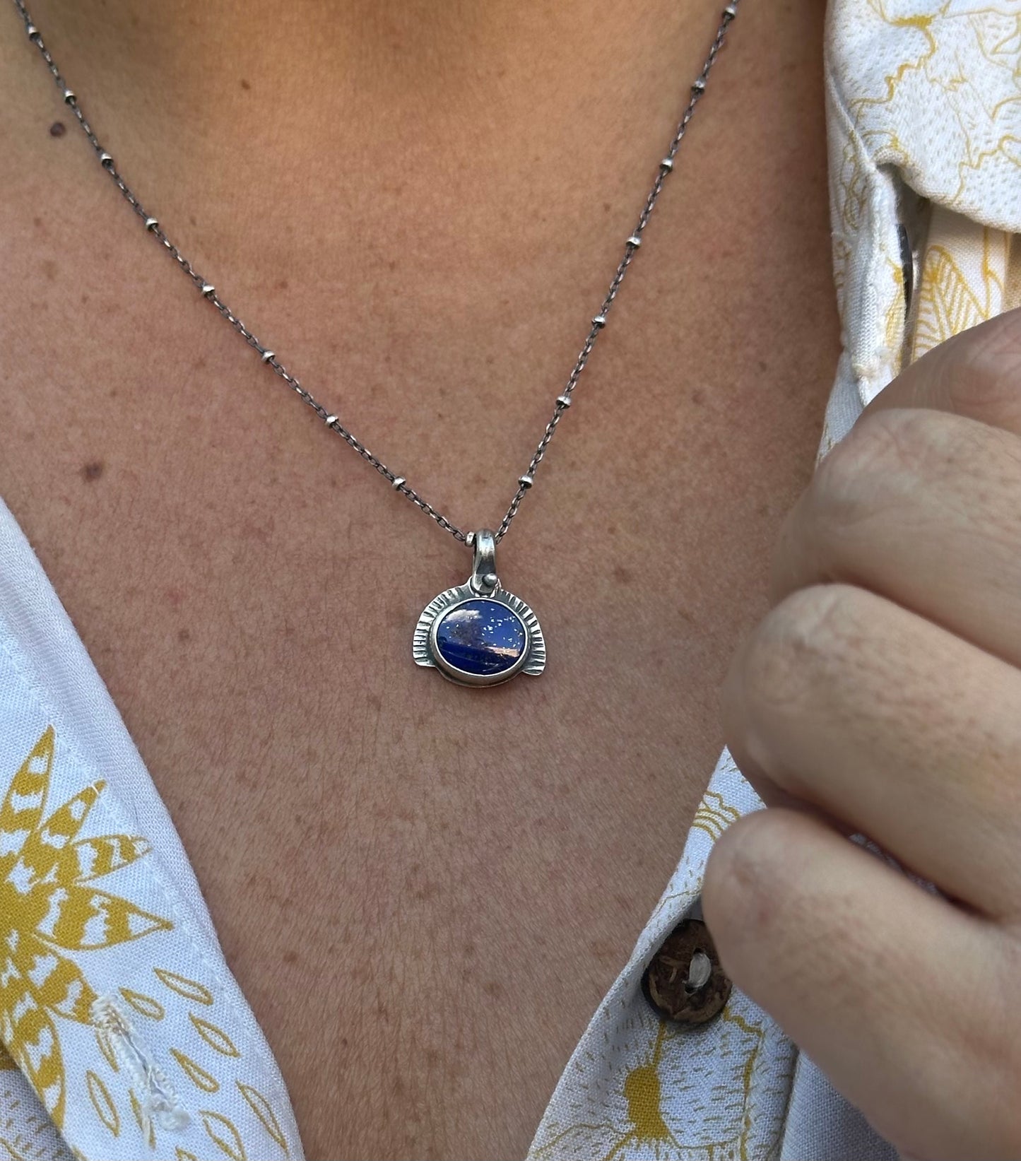 Lapis Lazuli - Sunset Necklace - Sterling silver