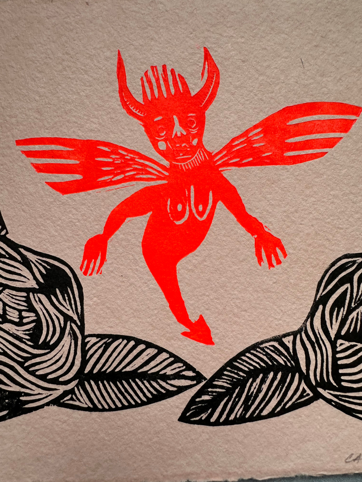 Diabla Alada - Lino Print 8.5” x 11”