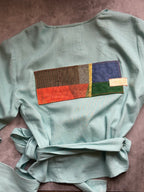 Front tie top - Linen - Light Blue