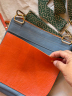 Crossbody Bag • Double Zip • Cream & Green
