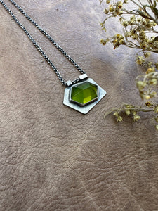 Diopside Geometric Necklace ~ sterling silver