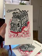 Todos Somos Migrantes - Linocut 9.5”x12.5”
