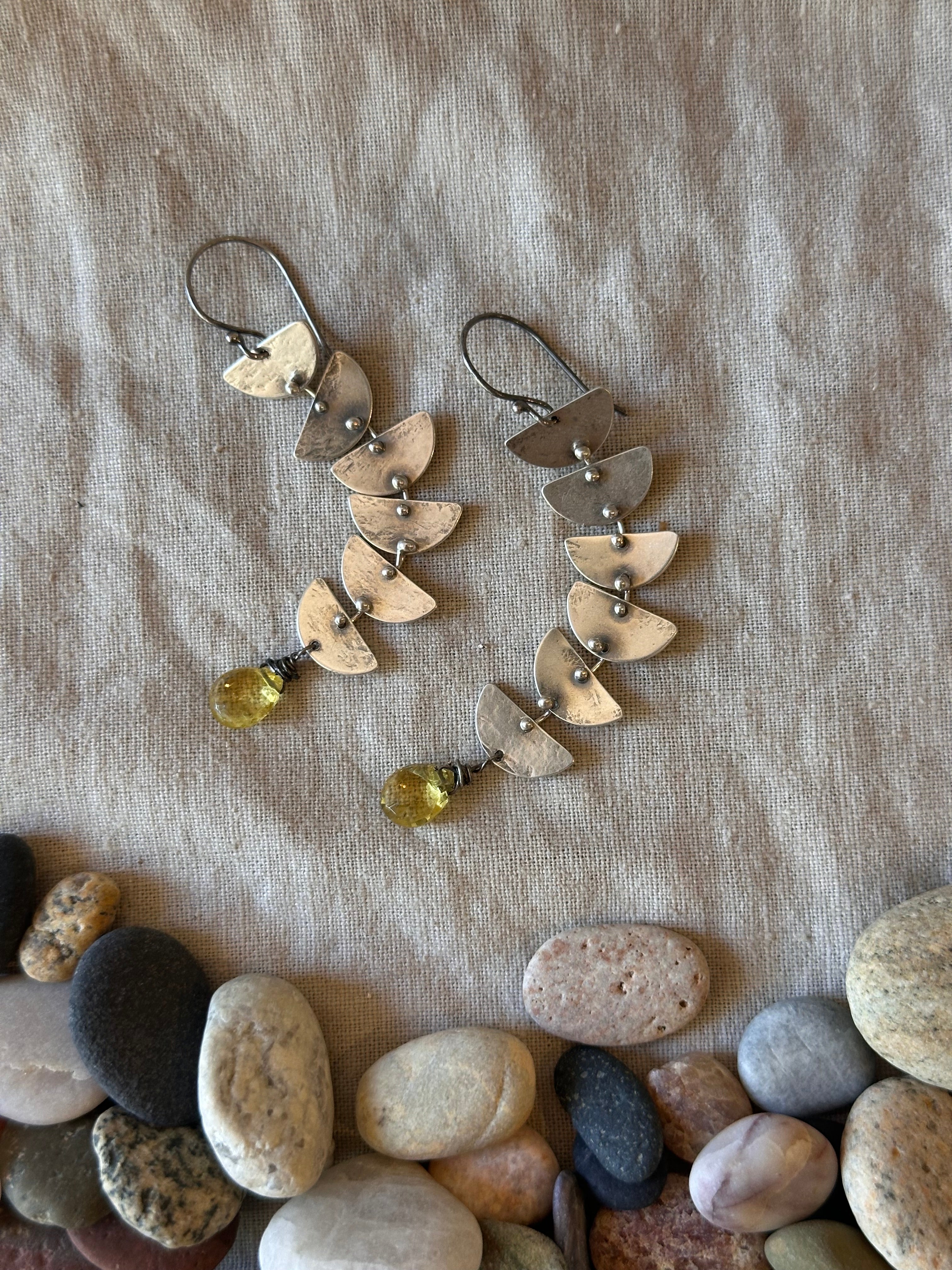 Yellow Garnet Connected Lunar earrings - Sterling Silver