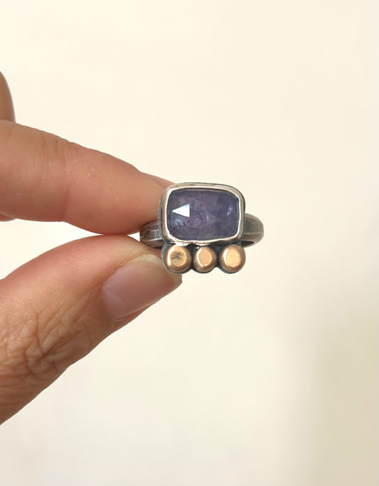 Tanzanite - Sterling Silver - Bronze - Size 6.5