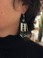 Beaded earrings - black & green - Porcupine Quills