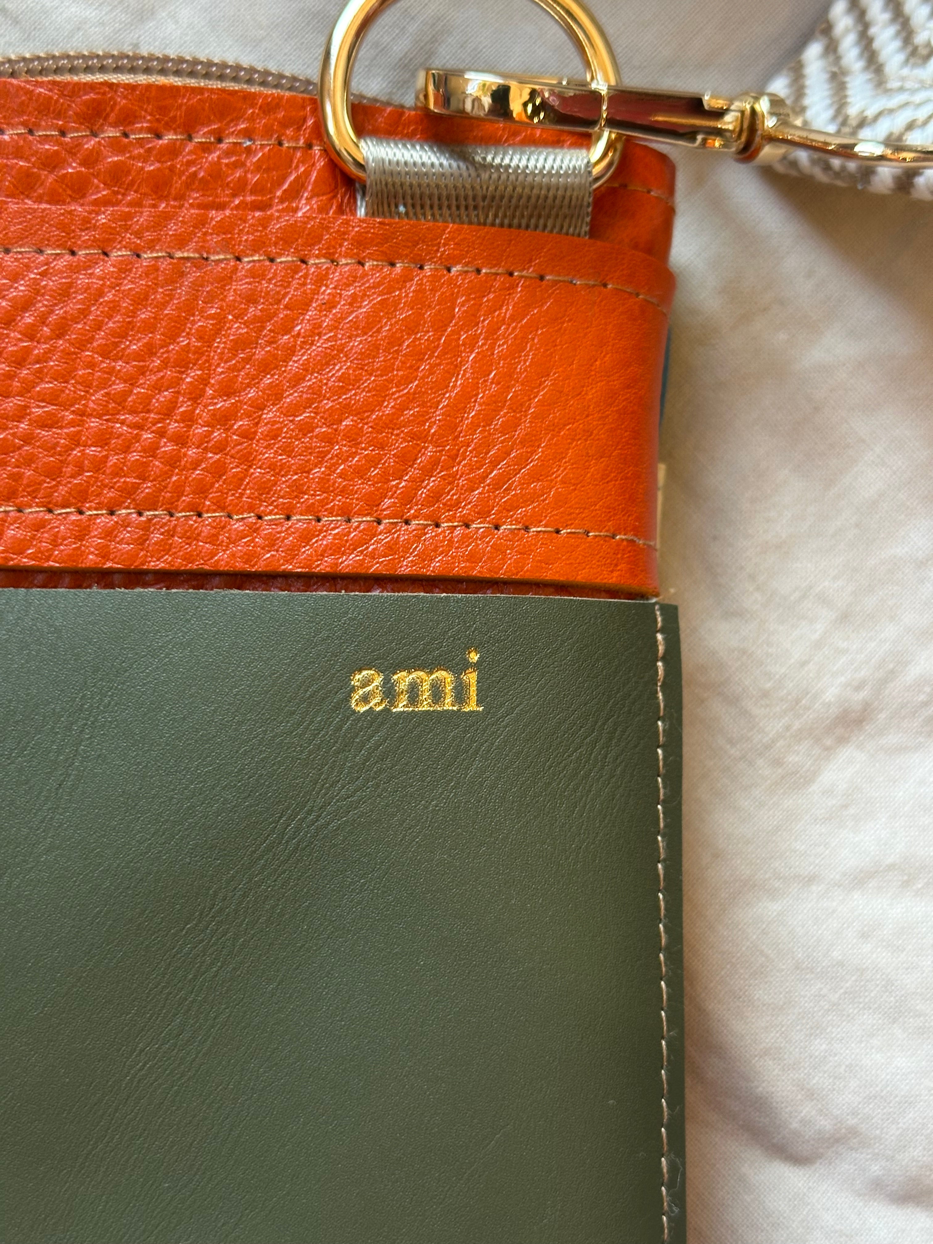 Crossbody Bag • Double Zip • Turquoise, Cream & Dark blue