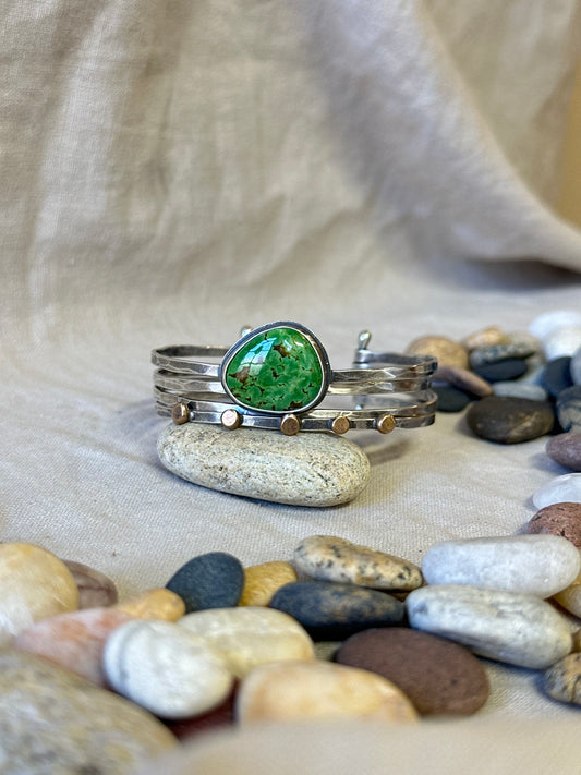 Stacked - Attached Bracelet - Sonoran Mountain Turquoise - Cuff with Movement - ready to ship