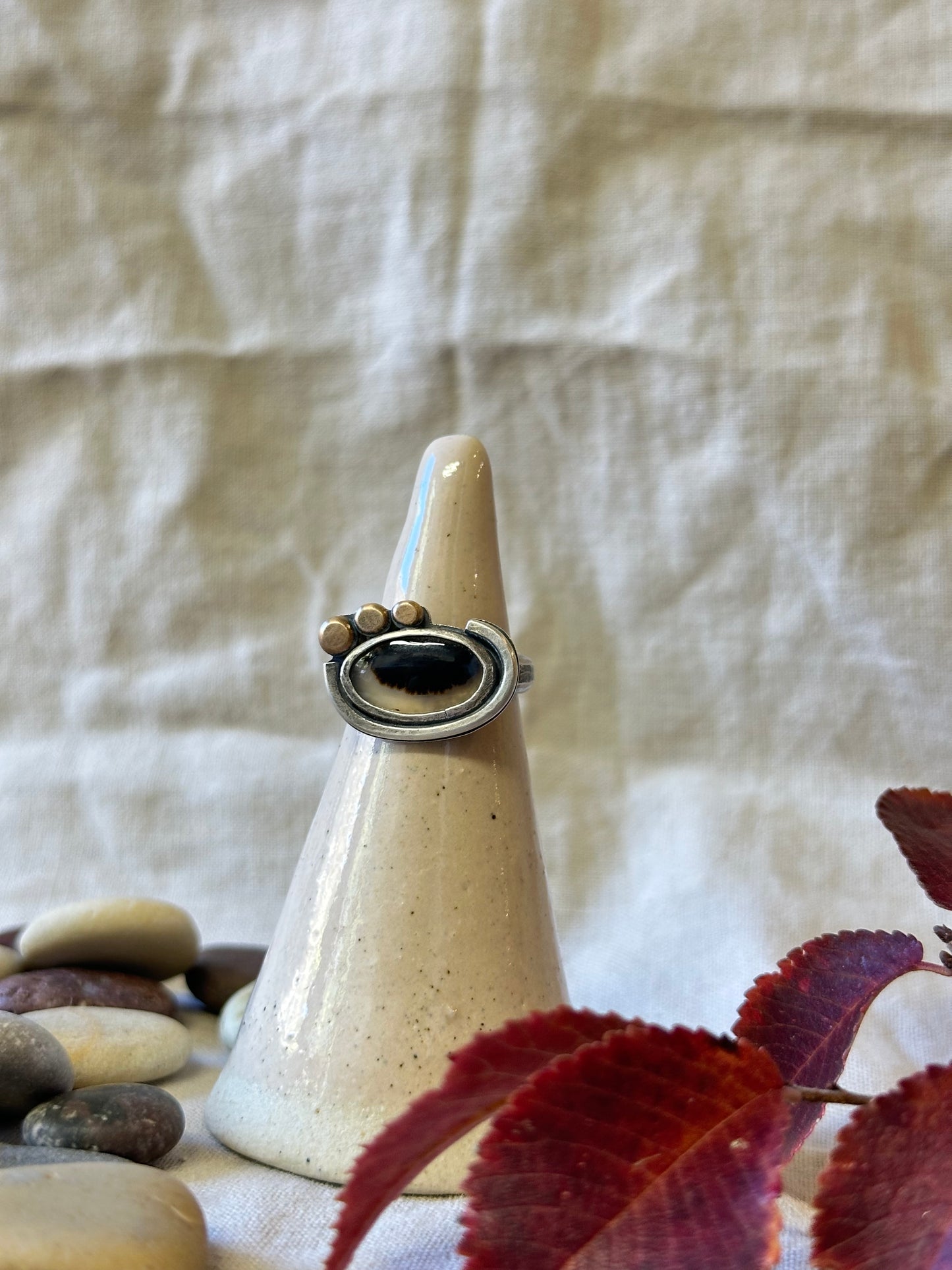 Montana Agate and Sterling Silver Ring ~ Size 6.75