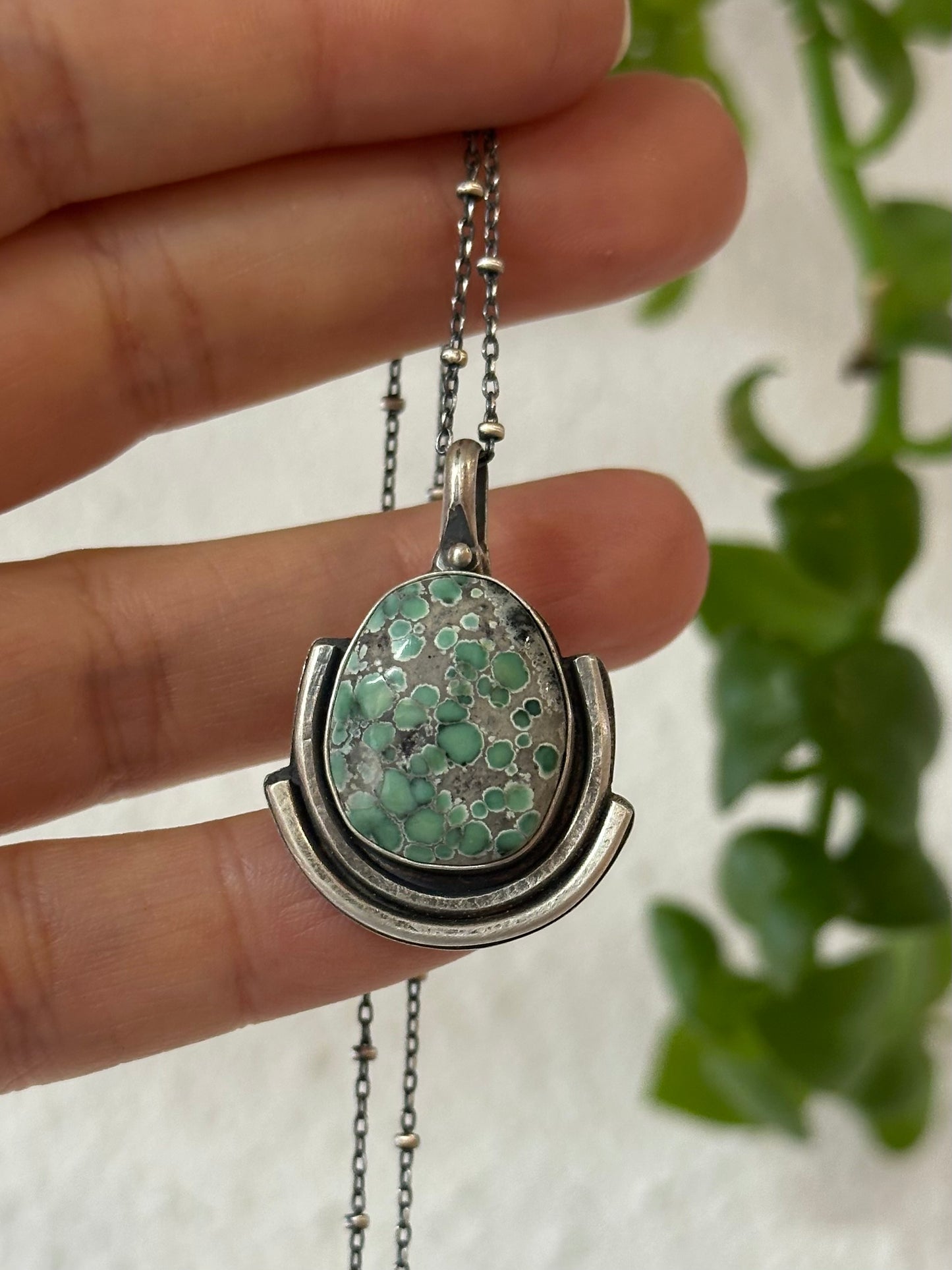 Angel Wing Variscite Shield Necklace