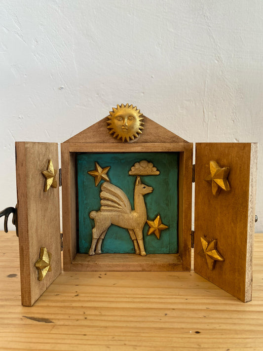 Retablo Solid Wood “Llama Cosmica"