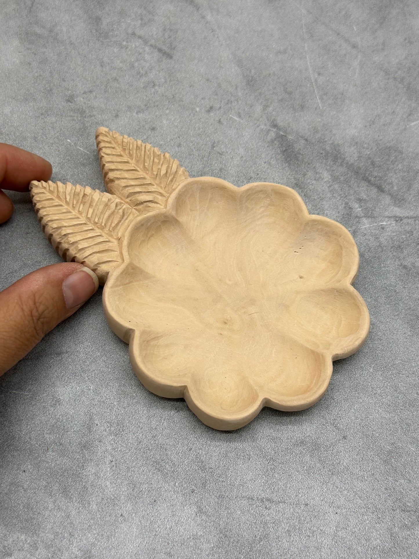 Flower catchall ~ hand carved