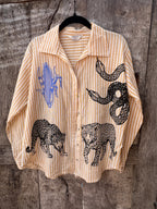 Classic button down shirt  - Medium - screenprinted by Amapolay